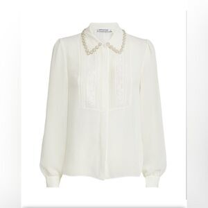 Self-Portrait Chiffon Rhinestone Detail Top size 10